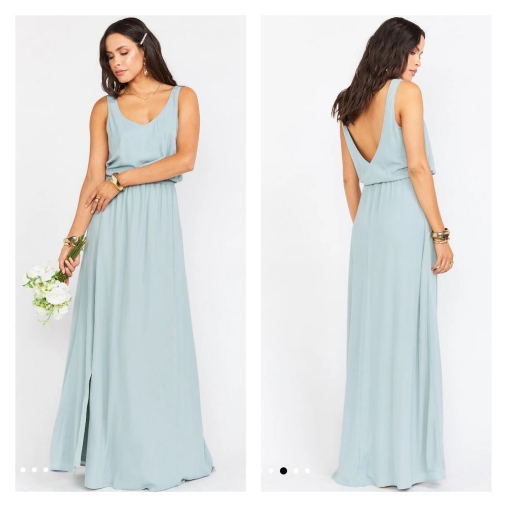 Show Me Your Mumu Kendall Maxi Dress Bridesmaid Bridal Silver Sage Crisp